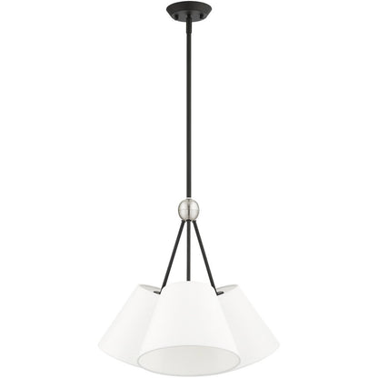 Black Three Light Dimmable Chandelier With Shades