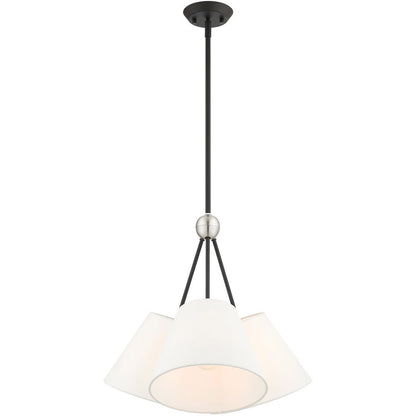 Black Three Light Dimmable Chandelier With Shades