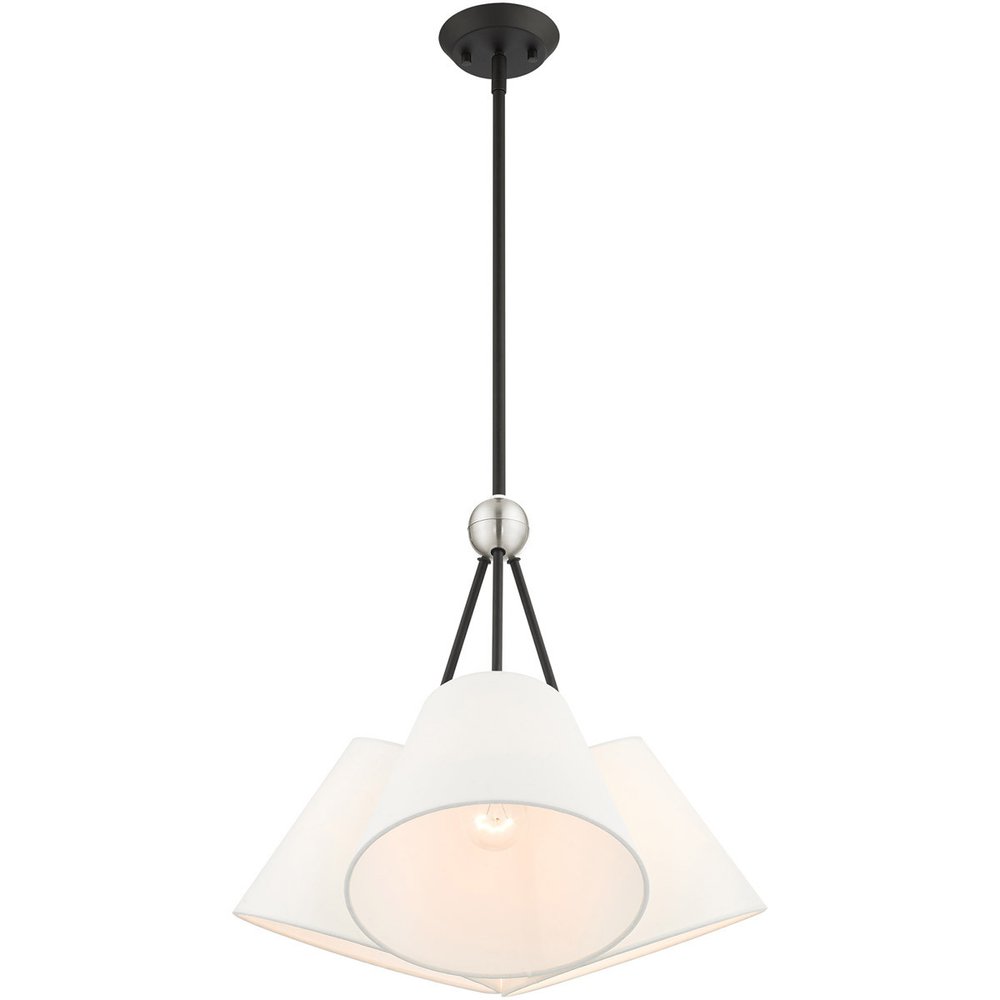 Black Three Light Dimmable Chandelier With Shades