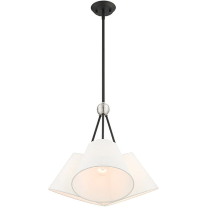 Black Three Light Dimmable Chandelier With Shades
