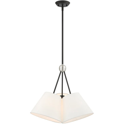 Black Three Light Dimmable Chandelier With Shades