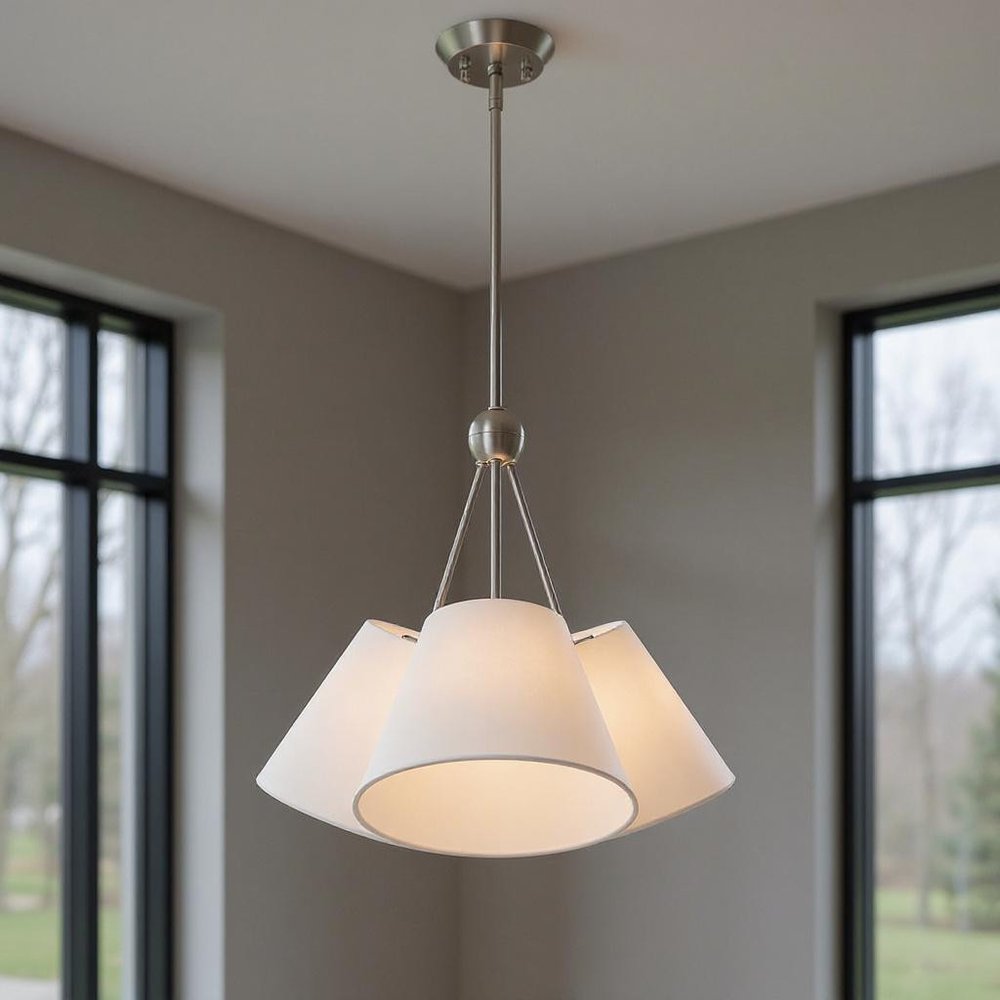 Three Light Dimmable Chandelier With Shades