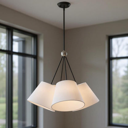 Black Four Light Dimmable Chandelier With Shades