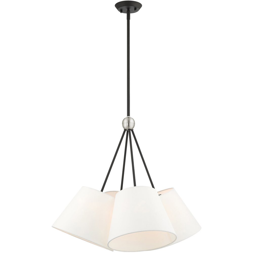 Black Four Light Dimmable Chandelier With Shades
