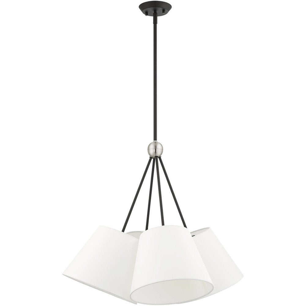 Black Four Light Dimmable Chandelier With Shades