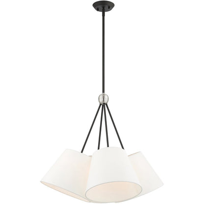 Black Four Light Dimmable Chandelier With Shades