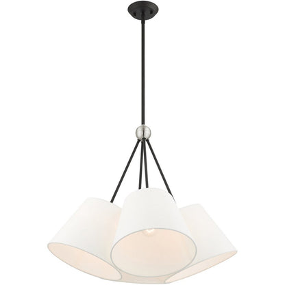 Black Four Light Dimmable Chandelier With Shades