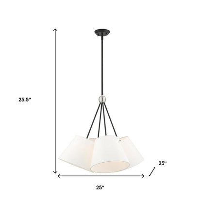 Black Four Light Dimmable Chandelier With Shades