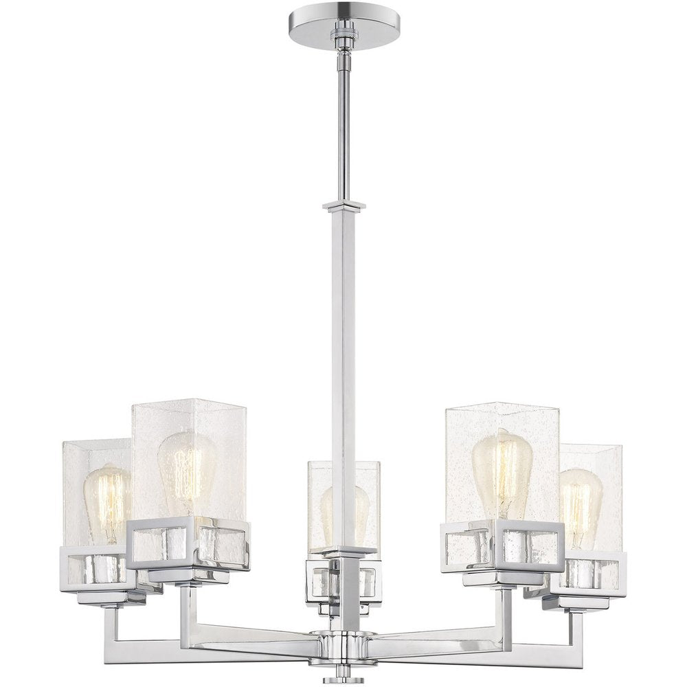 Five Light Dimmable Chandelier With Shades