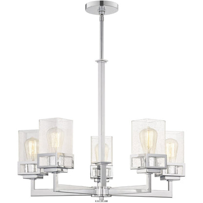 Five Light Dimmable Chandelier With Shades