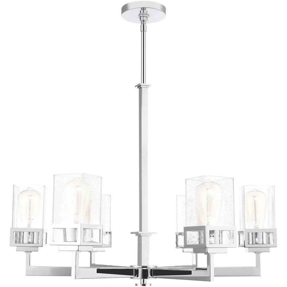Six Light Dimmable Chandelier With Shades