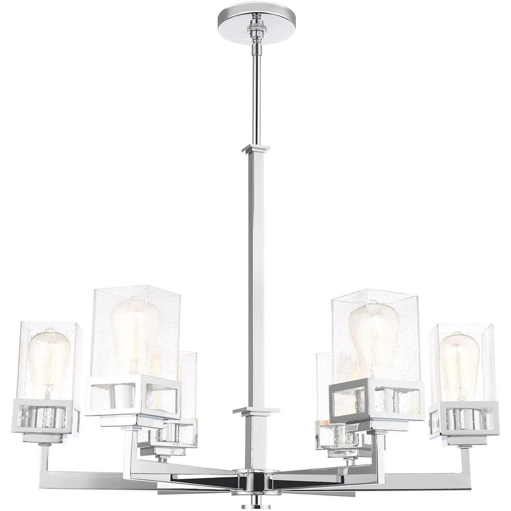 Six Light Dimmable Chandelier With Shades