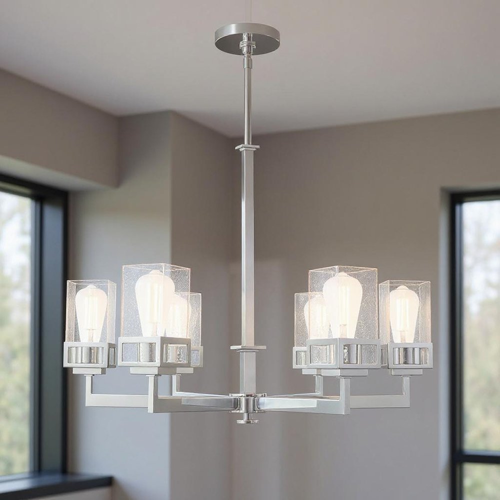Six Light Dimmable Chandelier With Shades