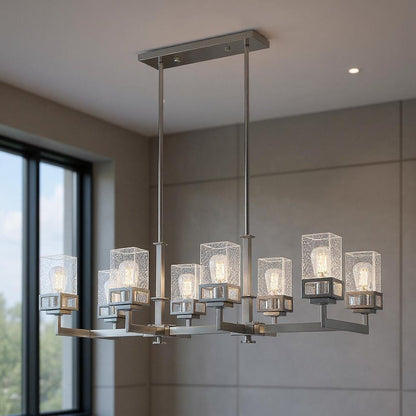 Eight Light Dimmable Chandelier With Shades