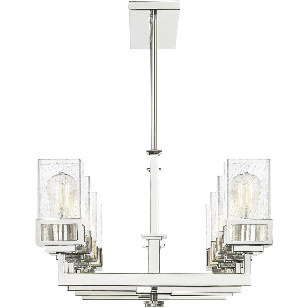 Eight Light Dimmable Chandelier With Shades