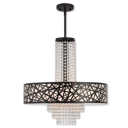 Bronze Five Light Dimmable Chandelier With Shades