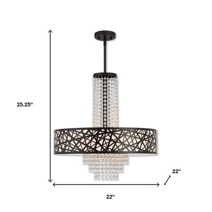 Bronze Five Light Dimmable Chandelier With Shades