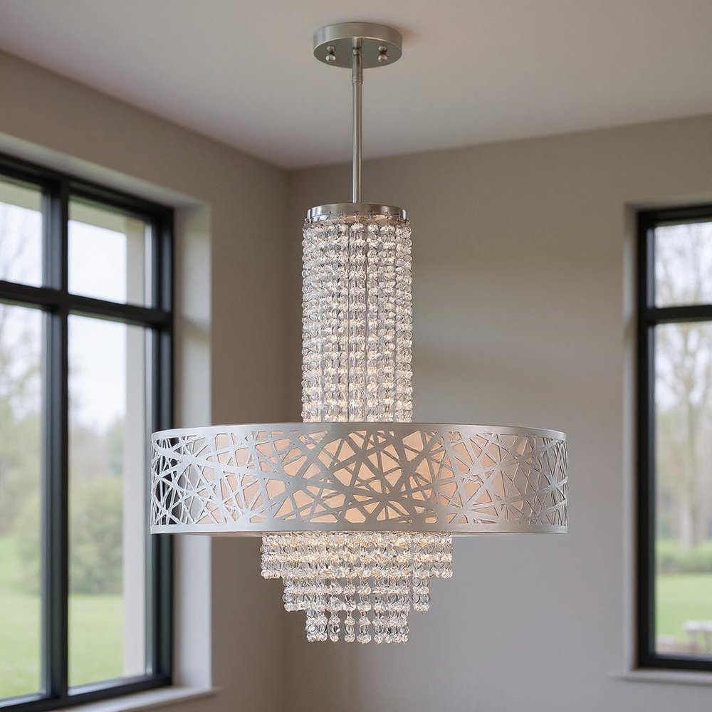 Five Light Dimmable Chandelier With Shades