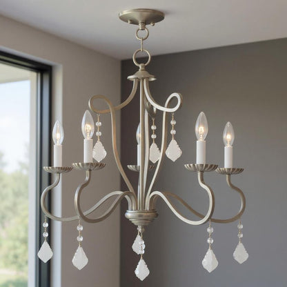 Five Light Dimmable Chandelier With Shades