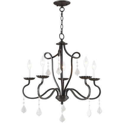 Five Light Dimmable Chandelier With Shades