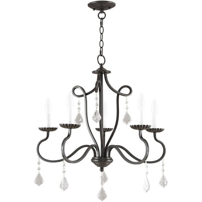 Five Light Dimmable Chandelier With Shades