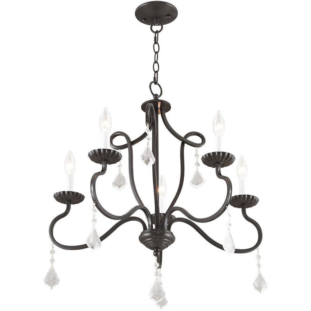 Five Light Dimmable Chandelier With Shades