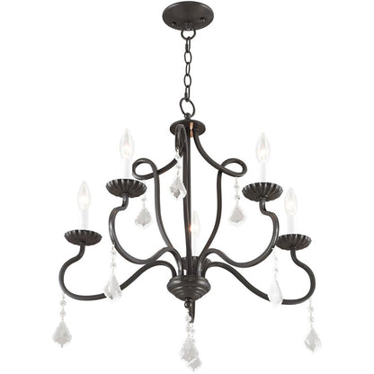 Five Light Dimmable Chandelier With Shades