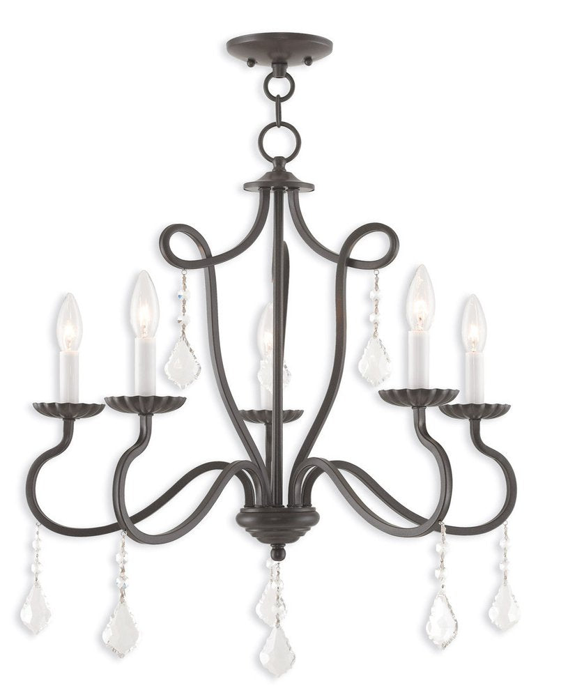 Five Light Dimmable Chandelier With Shades