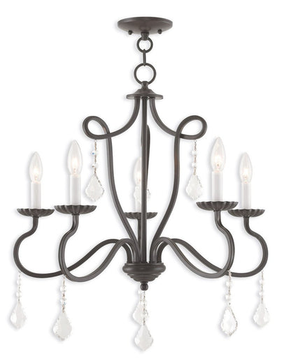 Five Light Dimmable Chandelier With Shades