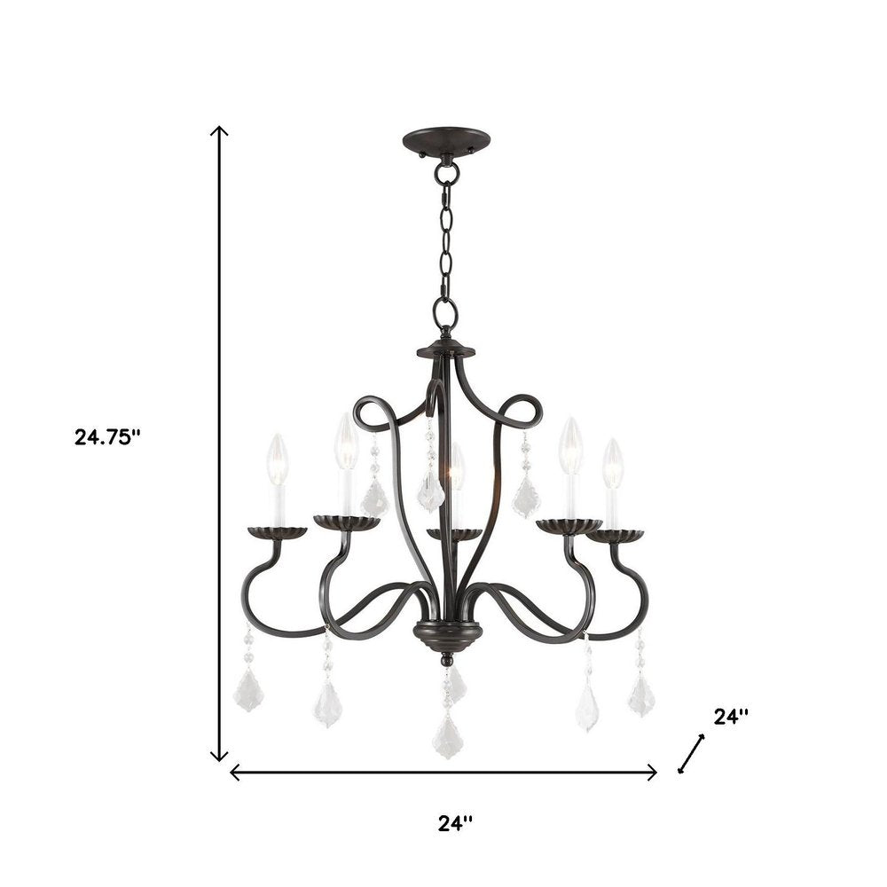Five Light Dimmable Chandelier With Shades