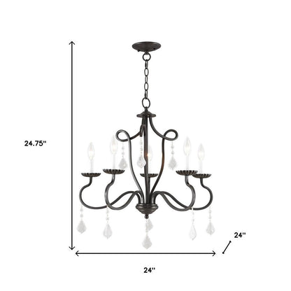 Five Light Dimmable Chandelier With Shades