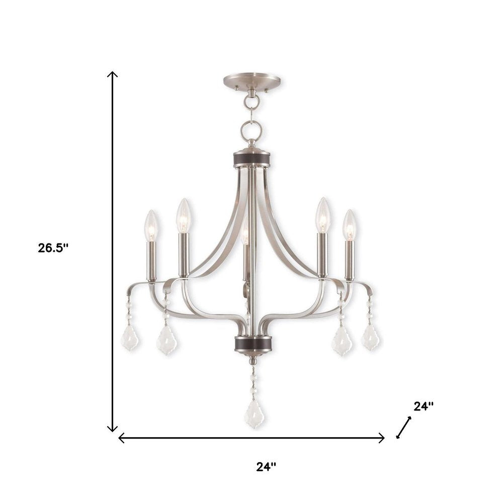 Five Light Dimmable Chandelier With Shades