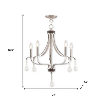 Five Light Dimmable Chandelier With Shades