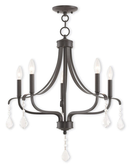Five Light Dimmable Chandelier With Shades