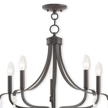 Five Light Dimmable Chandelier With Shades