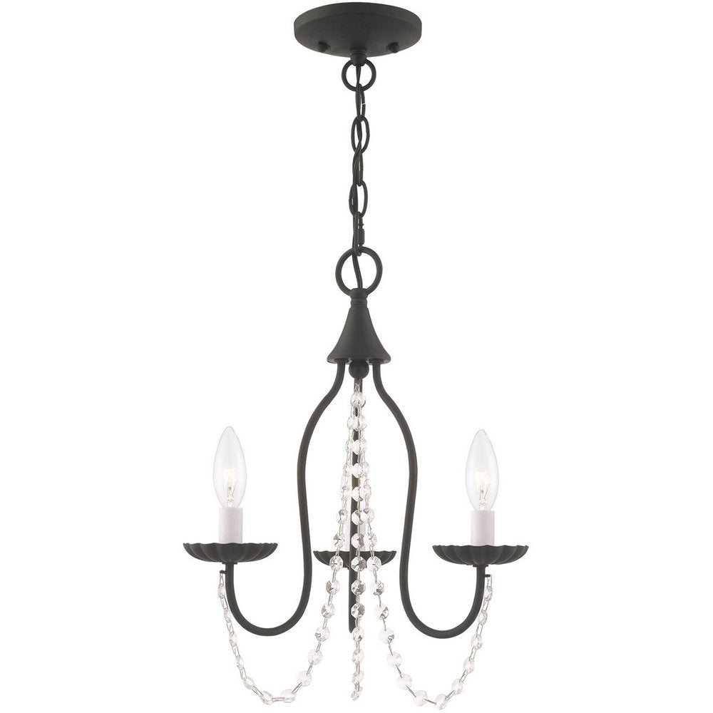 Black Three Light Dimmable Chandelier With Shades