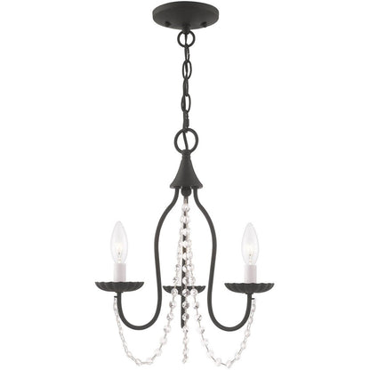 Black Three Light Dimmable Chandelier With Shades