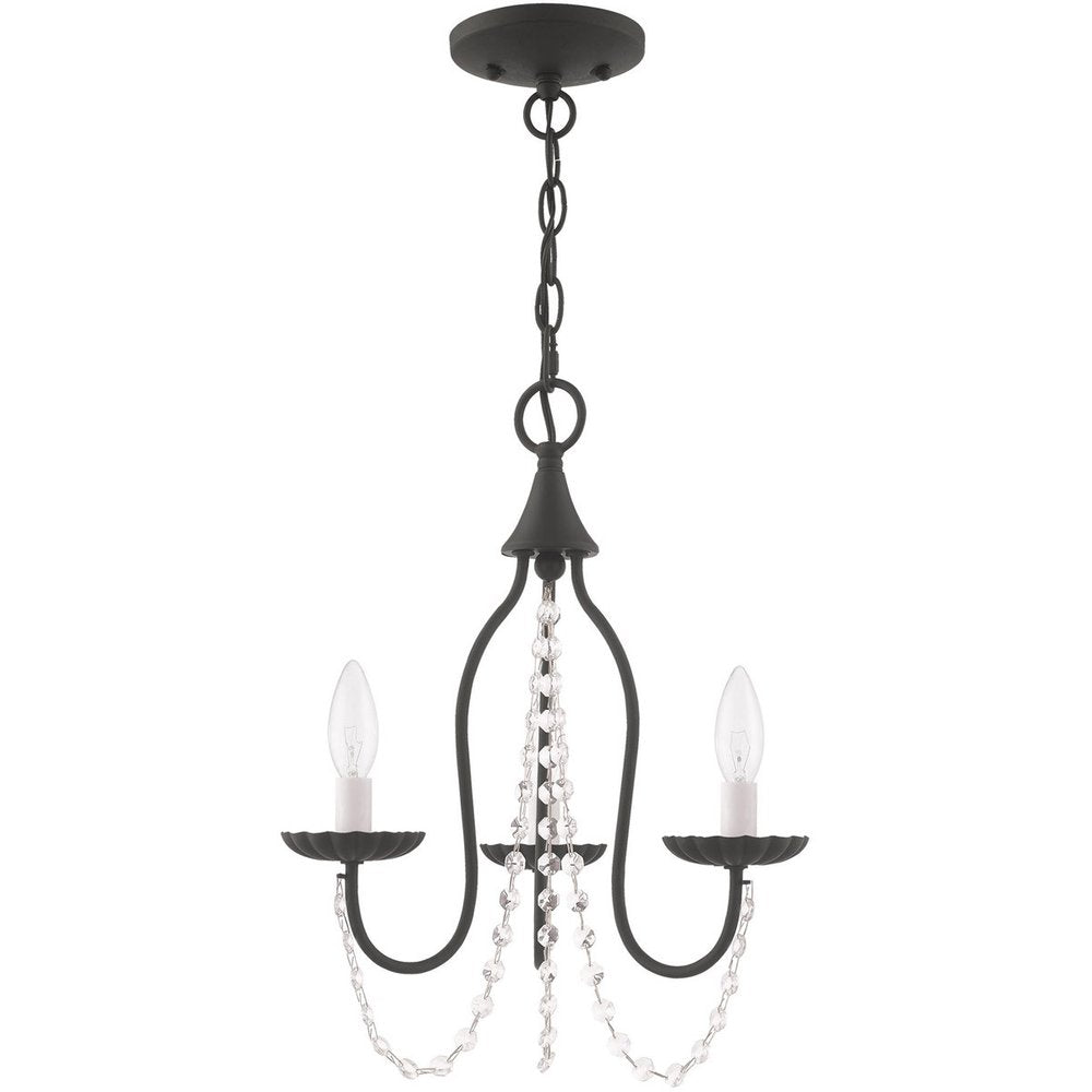 Black Three Light Dimmable Chandelier With Shades