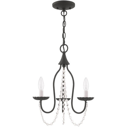 Black Three Light Dimmable Chandelier With Shades