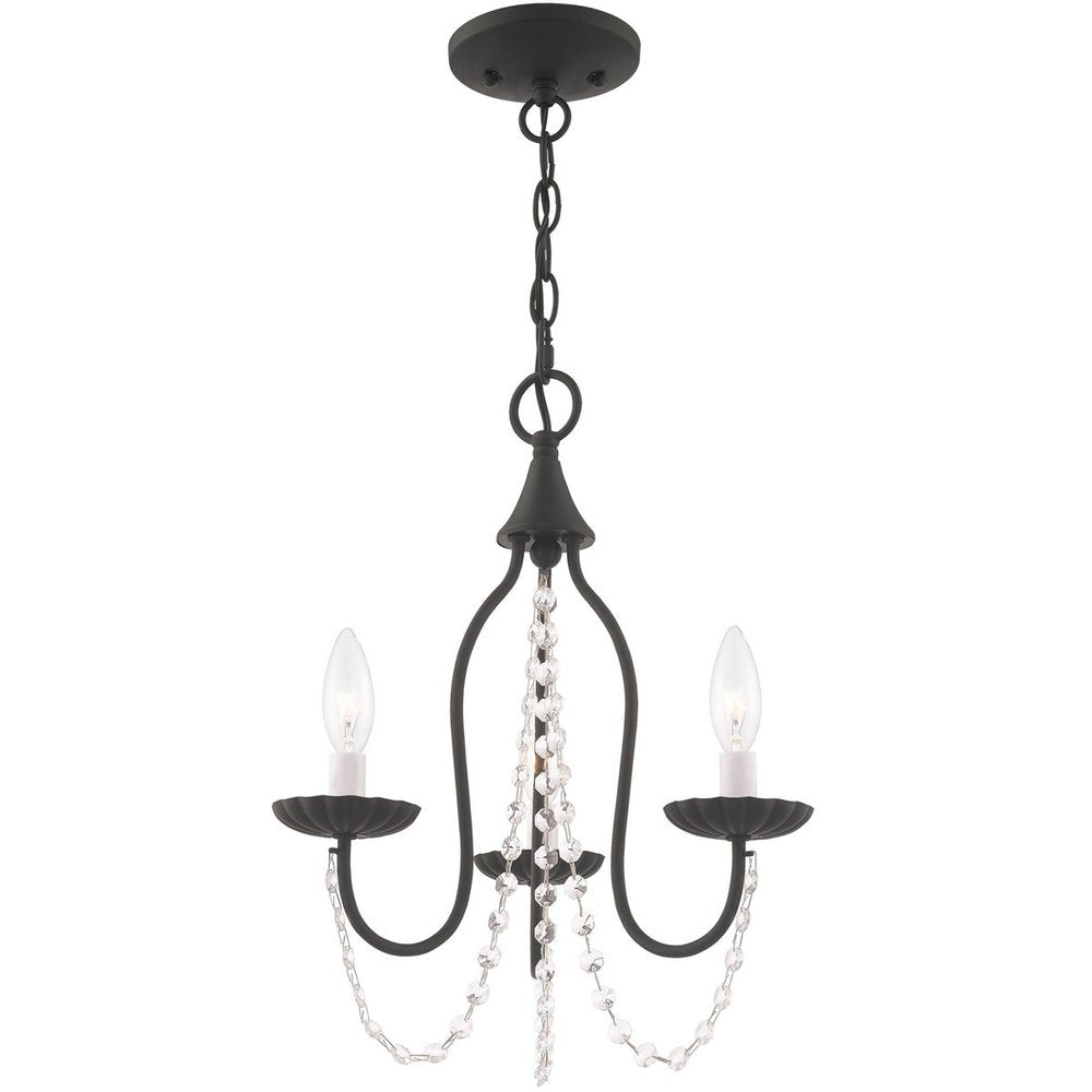 Black Three Light Dimmable Chandelier With Shades