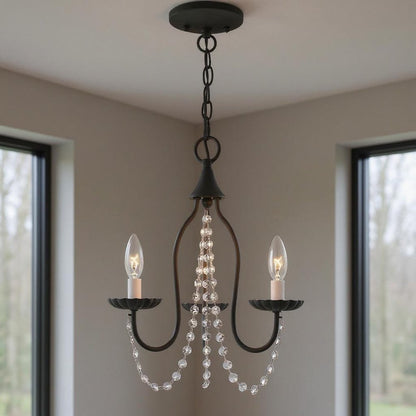 Black Three Light Dimmable Chandelier With Shades