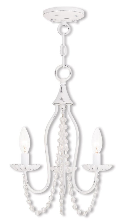 White Three Light Metal Dimmable Chandelier With Shades