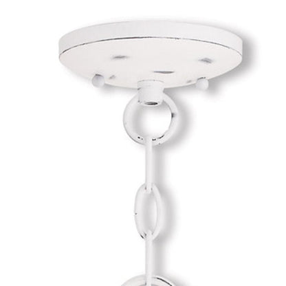 White Three Light Metal Dimmable Chandelier With Shades