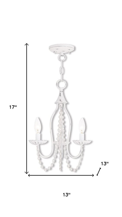 White Three Light Metal Dimmable Chandelier With Shades