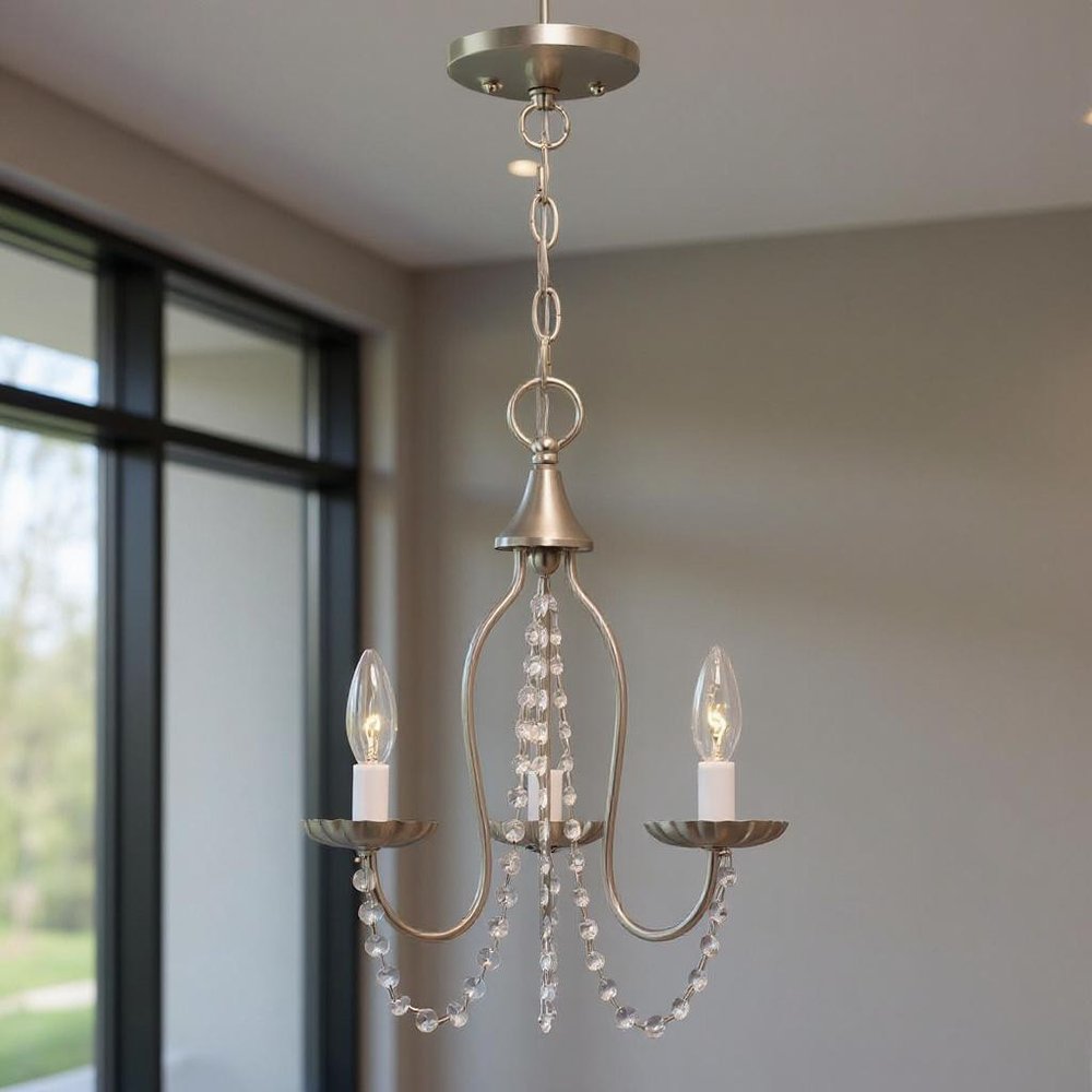 Three Light Dimmable Chandelier With Shades
