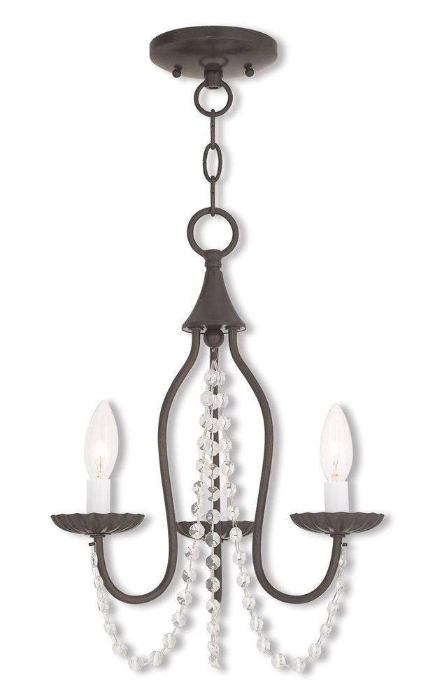 Bronze And Clear Three Light Metal Dimmable Chandelier With Shades