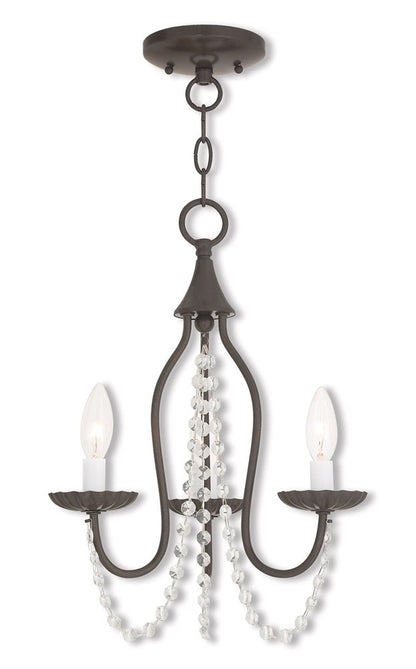 Bronze And Clear Three Light Metal Dimmable Chandelier With Shades