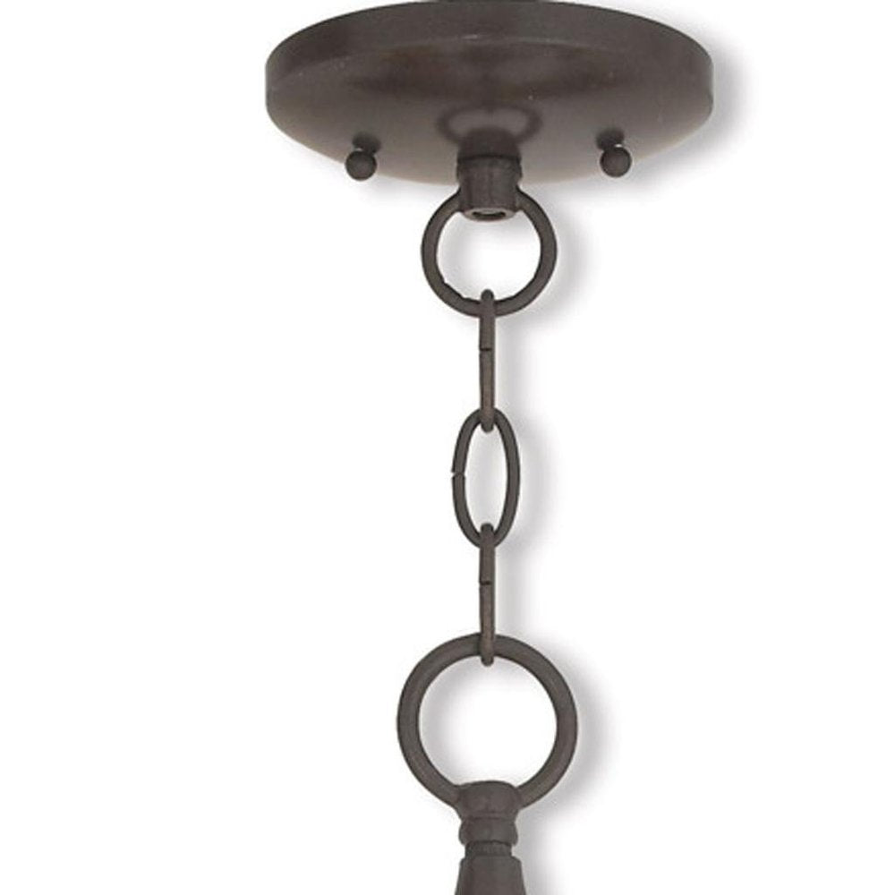 Bronze And Clear Three Light Metal Dimmable Chandelier With Shades