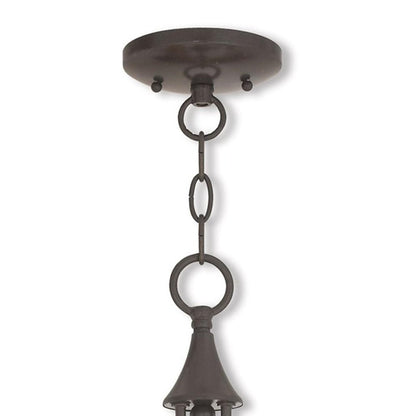 Bronze And Clear Three Light Metal Dimmable Chandelier With Shades