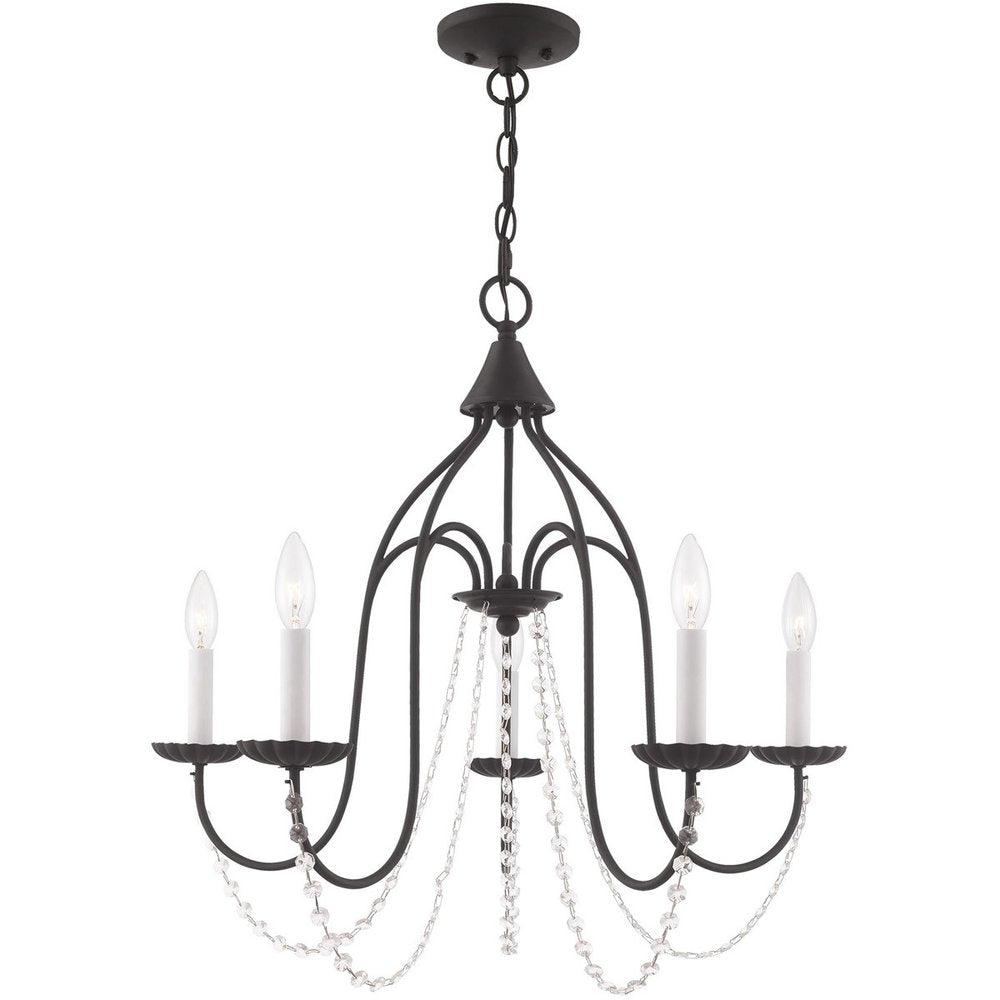 Black Five Light Dimmable Chandelier With Shades